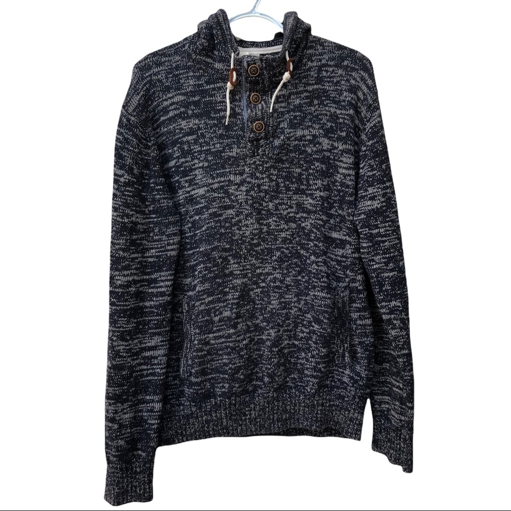 Men’s Hooded Sweater Navy Blue /White Large